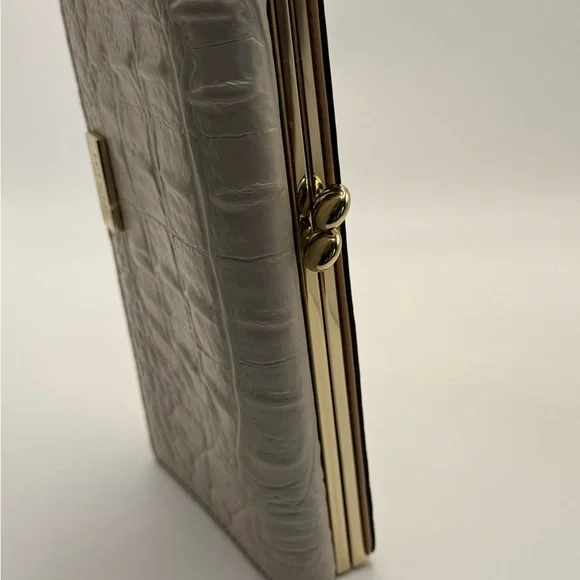 Kate Spade Croc Embossed Elegant Taupe Women's Wallet kisslock GUC - Picture 10 of 12